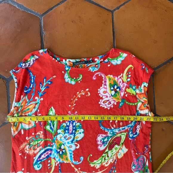 Lauren Ralph Lauren Linen Floral Dress Size XL Beachy Tropical Bloomcore Resort - Picture 6 of 6